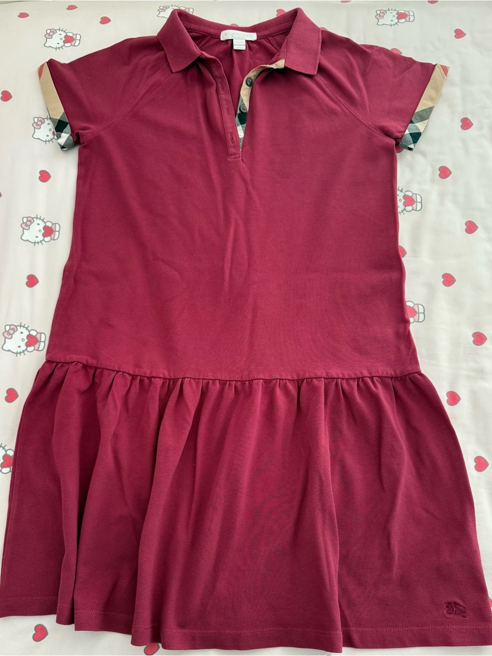 Burberry Berry Polo Drop-Waist Dress with Check Trim
